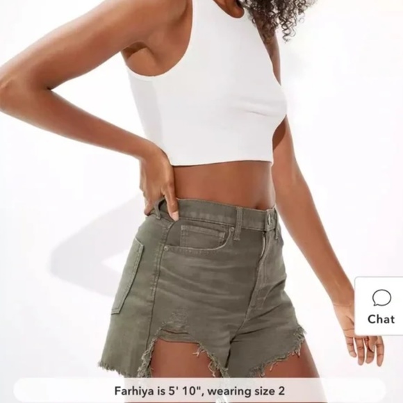 AMERICAN Eagle Green Distressed Highest Rise Mom Short - Size 8 - Picture 2 of 12